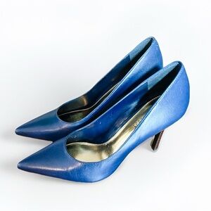 LAUREN Ralph Lauren Sarina Navy Kidskin Stiletto Classic High Heel Pump, Sz 7.5